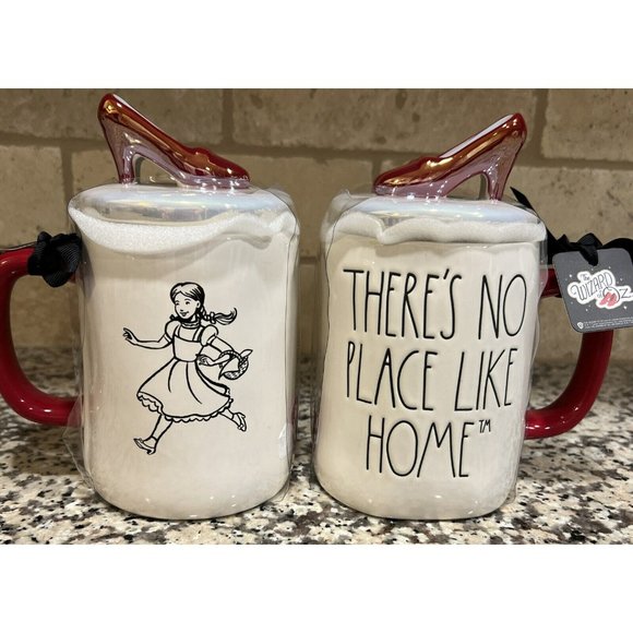 Rae Dunn There’s No Place Like Home Coffee Mug Ruby Slippers Topper Double Sided - Picture 1 of 5